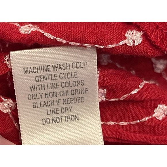 CJ Banks‎ Red Crinkle Embroidered Button Up Shirt Womens 3X - Picture 3 of 7